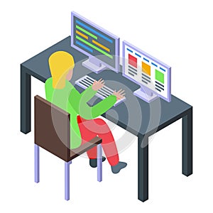 Web developer working on computer with code on screen