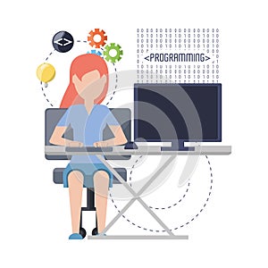 Web developer working on computer programming coding