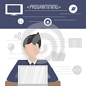 Web developer working on computer programming coding