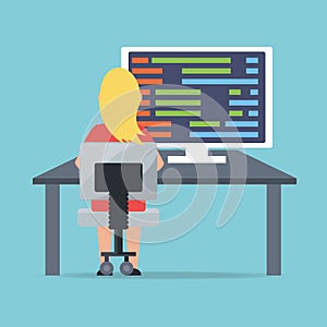 Web developer working on computer programming coding