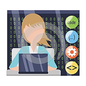 Web developer working on computer programming coding