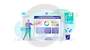 Web Developer Working on Data Analysis Dashboard, vector design Generative AI