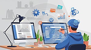 Web Developer Working on Design and Development