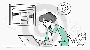 Web Developer Working on a Laptop for Coding and Website Design, vector design Generative AI