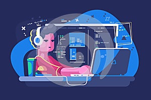 Web developer working on laptop