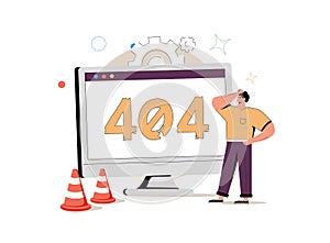Web development abstract concept vector illustration set. Microsite interface, cross-browser compatibility, 404 error.