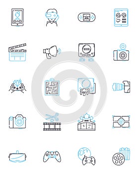 Web development agency linear icons set. Web design, Coding, Programming, HTML, CSS, JavaScript, React line vector and photo