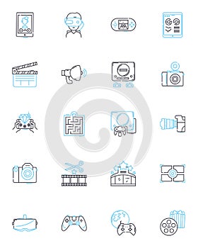 Web development agency linear icons set. Web design, Coding, Programming, HTML, CSS, JavaScript, React line vector and