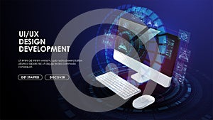 Web development, application design, coding and programming. Technology of create software, code of mobile applications. Creative