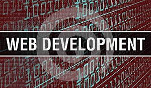 Web development with Binary code digital technology background. Abstract background with program code and Web development.