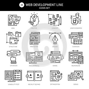 Web Development Black Line Icon Set