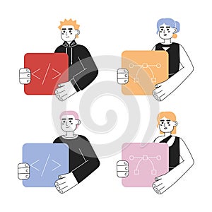 Web development careers line concept vector spot illustration pack