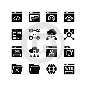 Web Development, Cloud Computing and Network Solid Icon Set