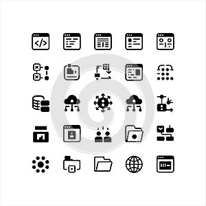 Web Development, Cloud Computing and Data Management Solid Icon Set