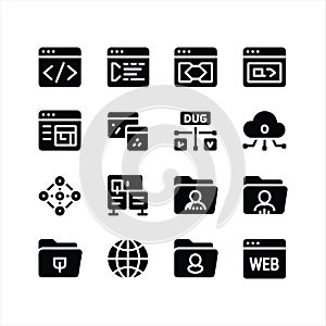 Web Development and Cloud Technology Solid Icon Set