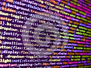 Web development code: CSS/SASS styles preprocessor script lines. PHP development, software site code. Developer software