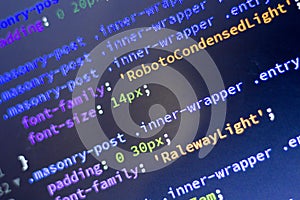 Web development code: CSS/LESS styles preprocessor script lines