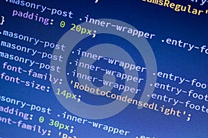 Web development code: CSS/LESS styles preprocessor script lines