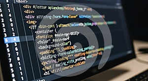 Web Development Code Editor on Screen