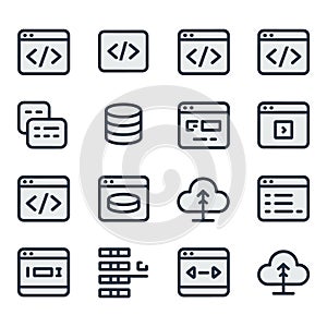 Web Development And Coding Icons Set Programming