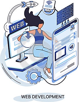 Web development, coding and programming. Creation digital Software mobile, desktop platforms