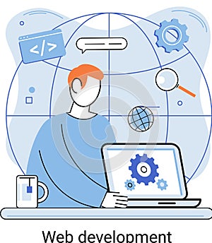 Web development, coding and programming. Creation digital Software mobile, desktop platforms