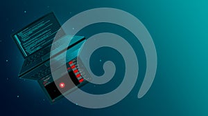 Web development, coding and programming of a site or application. Digital laptop software. Program code on a laptop. Software deve