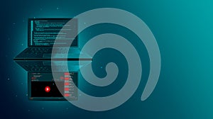Web development, coding and programming of a site or application. Digital laptop software. Program code on a laptop. Software deve