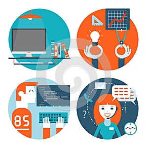 Web development, comminication and marketing flat