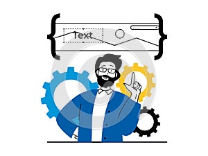 Web development concept with character situation. Vector illustration