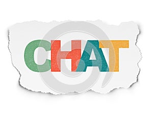 Web development concept: Chat on Torn Paper background