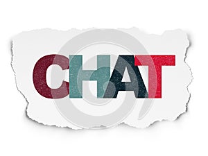Web development concept: Chat on Torn Paper background