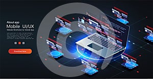 Web development concept in flat design. Developing of internet app or online website service. Software development