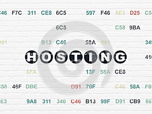 Web development concept: Hosting on wall background