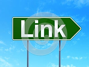 Web development concept: Link on road sign background