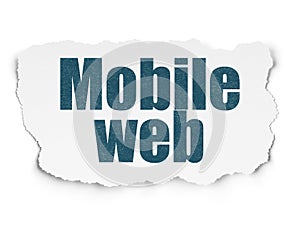 Web development concept: Mobile Web on Torn Paper background