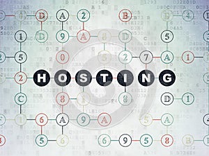 Web development concept: Hosting on Digital Data Paper background