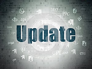 Web development concept: Update on Digital Data Paper background