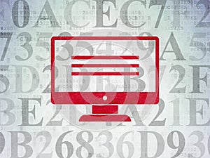 Web development concept: Monitor on Digital Data Paper background