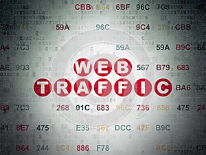 Web development concept: Web Traffic on Digital Data Paper background