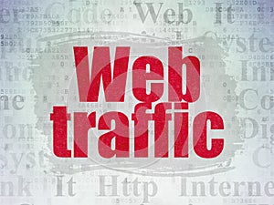 Web development concept: Web Traffic on Digital Data Paper background