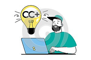 Web development concept with people scene in flat design. Vector illustration