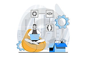 Web development concept with people scene in flat design