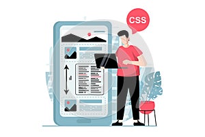 Web development concept with people scene in flat design.