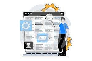 Web development concept with people scene in flat design