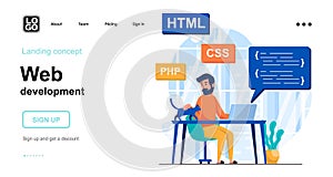 Web development concept. Programmer coding code for webpage