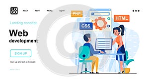 Web development web concept. Programmers coding code