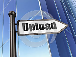 Web development concept: sign Upload on Building background