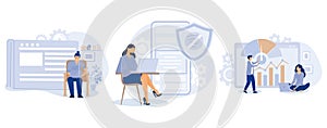Web development concept, Single page application, progressive web app, benchmark testing, responsive website,