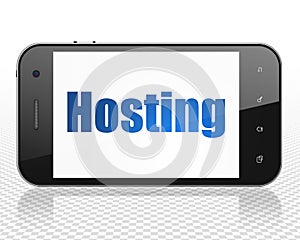 Web development concept: Smartphone with Hosting on display